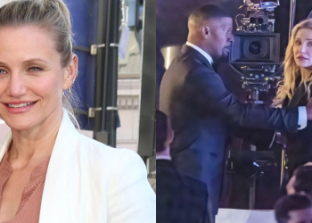Actress Cameron Diaz with Jamie Foxx on the sets of upcoming project Back In Action