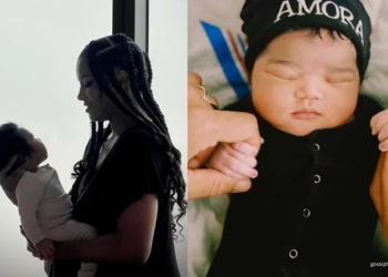 Ciara Holding Newborn Amora